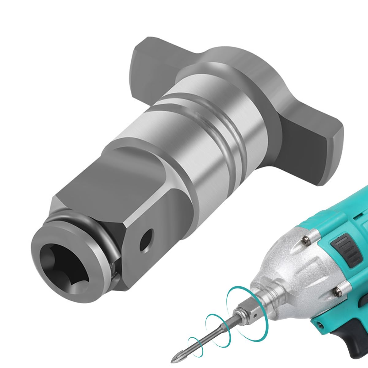 Serplex Magnetic Converter Attachment 1/2Inch Square Drive to 1/4Inch Hex Female Socket Adapter Assembly Drill Housing for Power Wrench, Universal Fit Hex Tool, Drill Bit, Socket Sleeve Serplex Magnetic Converter Attachment 1/2Inch Square Drive to 1/4Inch Hex Female Socket Adapter Assembly Drill Housing for Power Wrench, Universal Fit Hex Tool, Drill Bit, Socket Sleeve